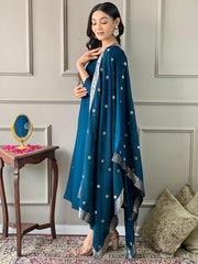 Viscose Chanderi With Lining Kurta and Pant & Dupatta Set