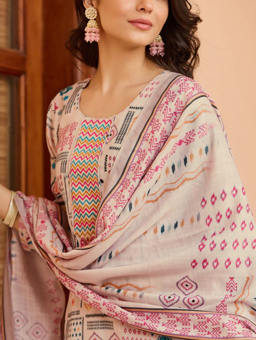 Cottan Kurta Pant & Dupatta Set - Reha